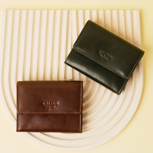 CALTAN DESIGN 【24hr快速出貨】扣式真皮大容量零錢包-075227 兩色 零錢袋
