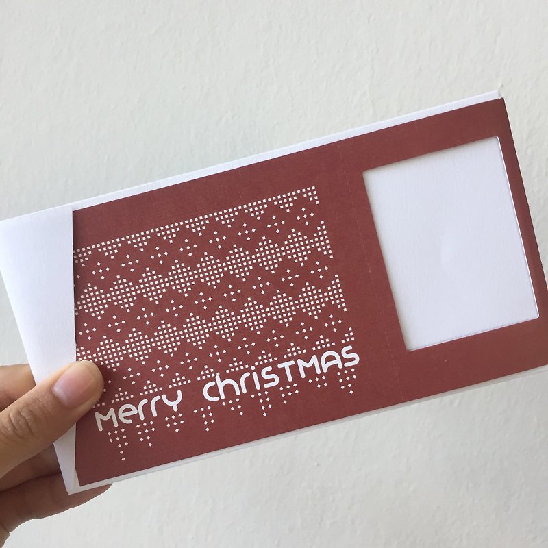 Pin Cards-Knitting Christmas Cards / Gift cards specially designed for Polaroid - Cards & Postcards - Paper Red