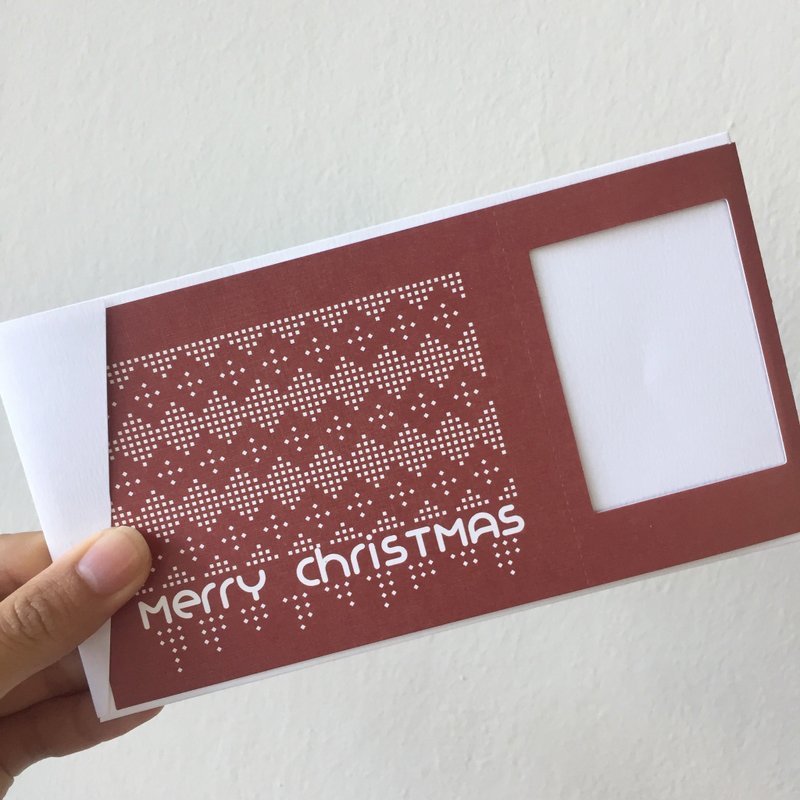 Pin Cards - Knitting 聖誕卡 / 專為拍立得設計的禮物卡 - 卡片/明信片 - 紙 紅色