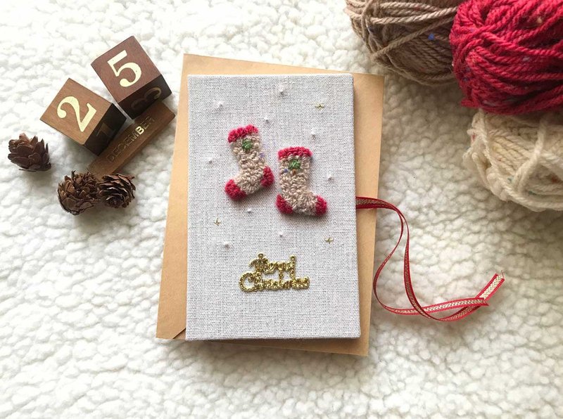 Warm Little Christmas Stockings Handmade Card Christmas Card | Handmade Christmas card - Cards & Postcards - Paper Multicolor