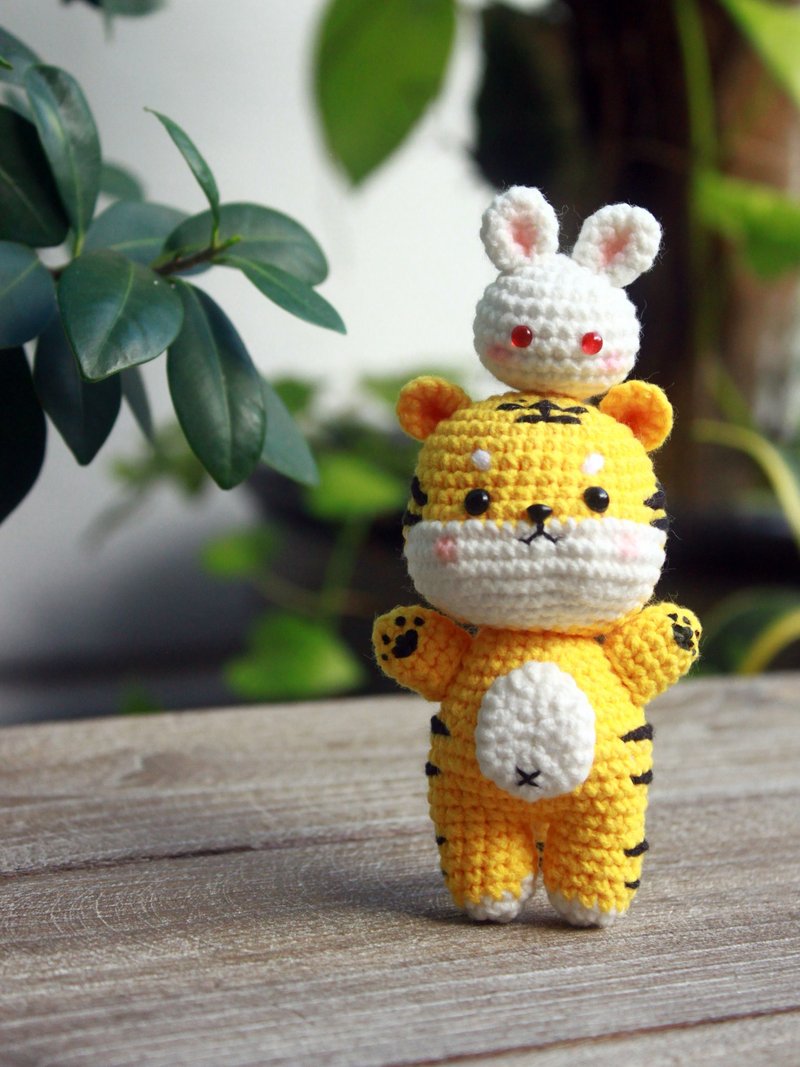 Tiger Bunny Amigurumi | Crochet Stuffed Animal | Mini Handmade Knitted Plush - Stuffed Dolls & Figurines - Cotton & Hemp 