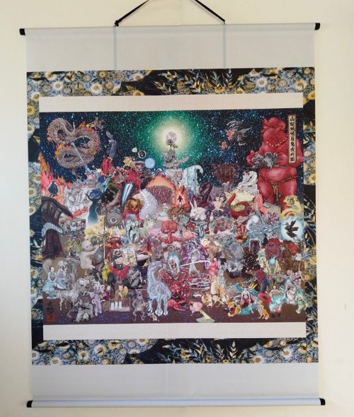 Yokai Art Shop / OROCHIDO 超大掛軸3山梨妖怪百鬼夜曲 / 130×90公分大尺寸掛軸