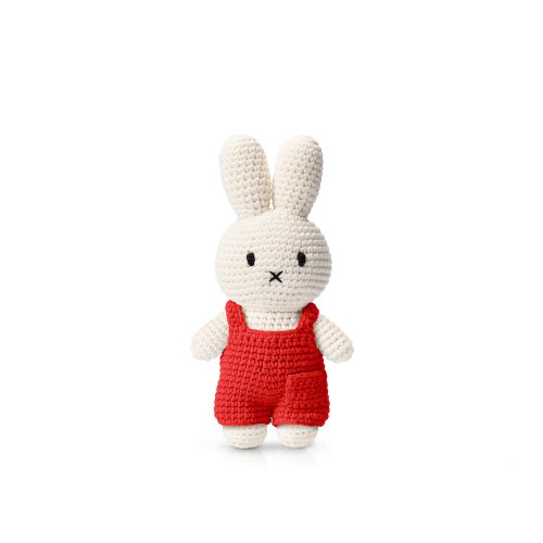 法國爸爸 x miffy 荷蘭Miffy米飛兔【miffy紅色吊帶褲】手工鉤針純棉娃娃療癒玩偶