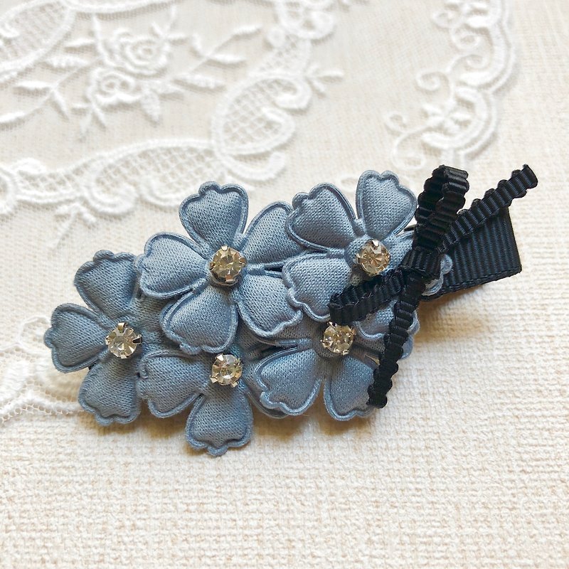 Fresh little flower bangs hairpin/azure blue - Hair Accessories - Other Materials Blue
