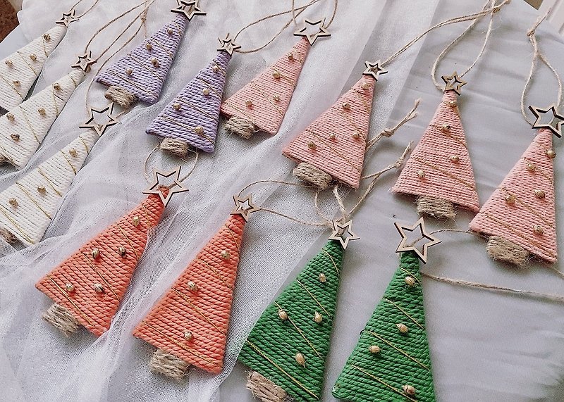 INS style woven Christmas tree - เชือก/สายคล้อง - ผ้าฝ้าย/ผ้าลินิน สีเขียว