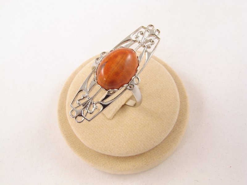 Fire Agate Adjustable Ring Red Agate Stone Large Filigree Free Size Ring Jewelry - General Rings - Semi-Precious Stones Red
