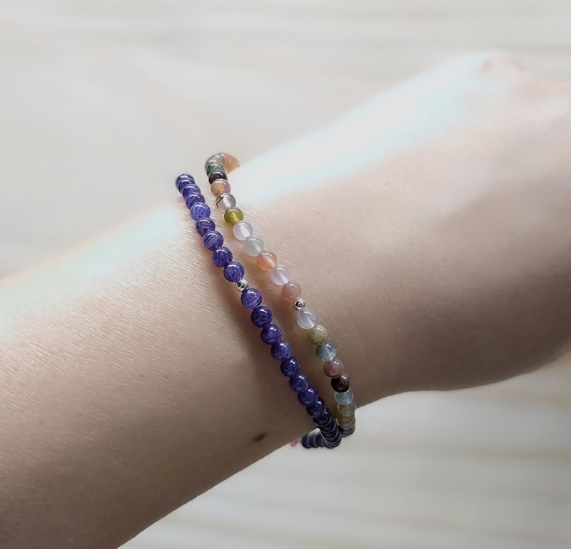 -Natural Semi- Gemstone-Lucky Stone Series-Superior Blue Dongling Jade Sterling Silver Bracelet - สร้อยข้อมือ - เครื่องเพชรพลอย สีน้ำเงิน