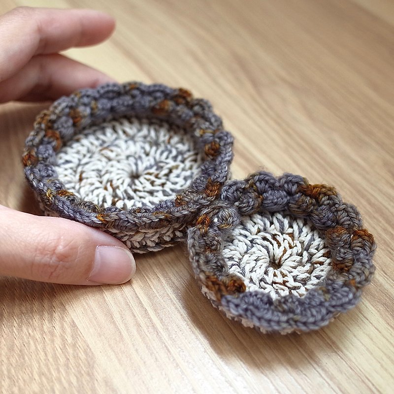Fengfen Dish/Autumn Color/Crochet Mat/Mineral Mat - ของวางตกแต่ง - ผ้าฝ้าย/ผ้าลินิน สีนำ้ตาล
