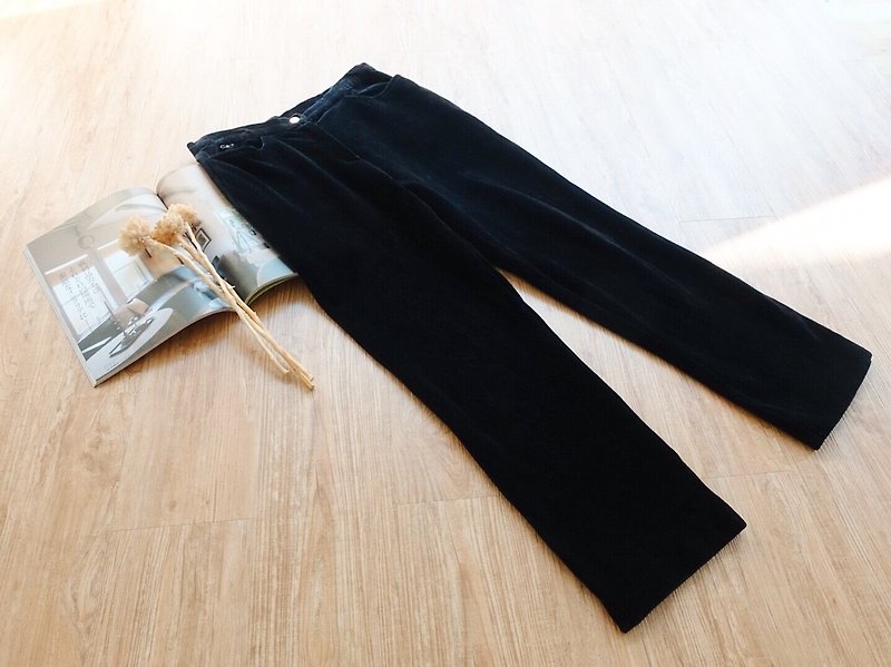 Vintage under / suede trousers no.101 - กางเกงขายาว - วัสดุอื่นๆ สีดำ