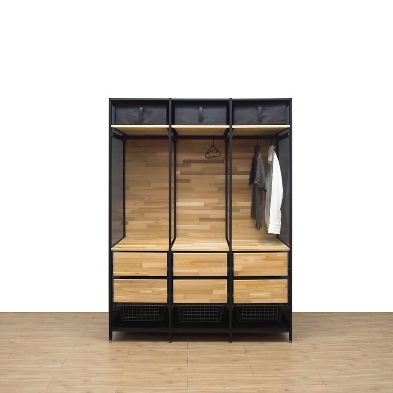 Creesor-Shido 60 Industrial Style Cabinet Wardrobe - Wardrobes & Shoe Cabinets - Other Metals Black