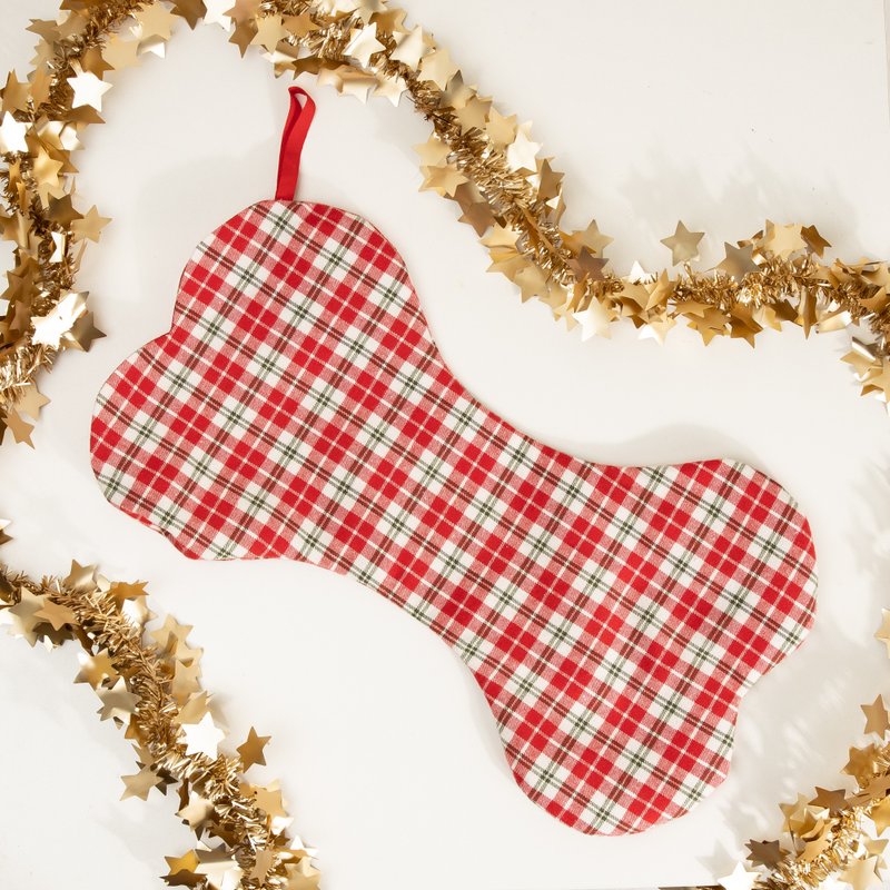 British Red Dog Bone Christmas Gift Socks - ของเล่นเด็ก - ผ้าฝ้าย/ผ้าลินิน 