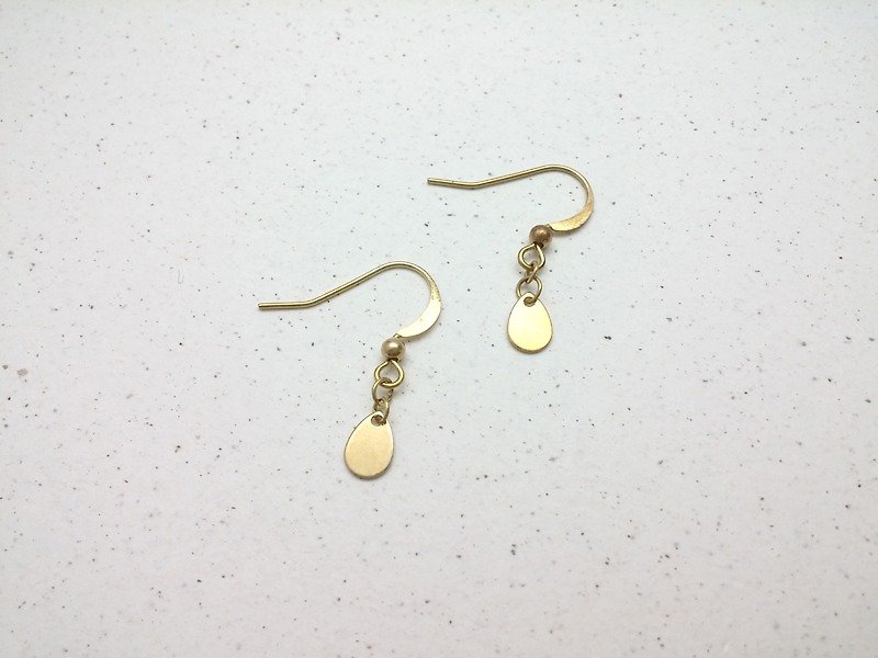 Bronze earring ear-hook, small water (one pair) - ต่างหู - โลหะ สีทอง