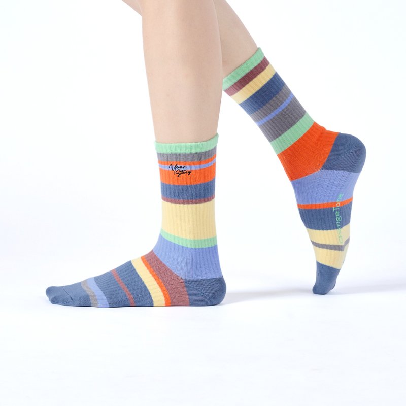 Wipe a rainbow/blue (F)-MIT design tube socks - Socks - Cotton & Hemp Blue