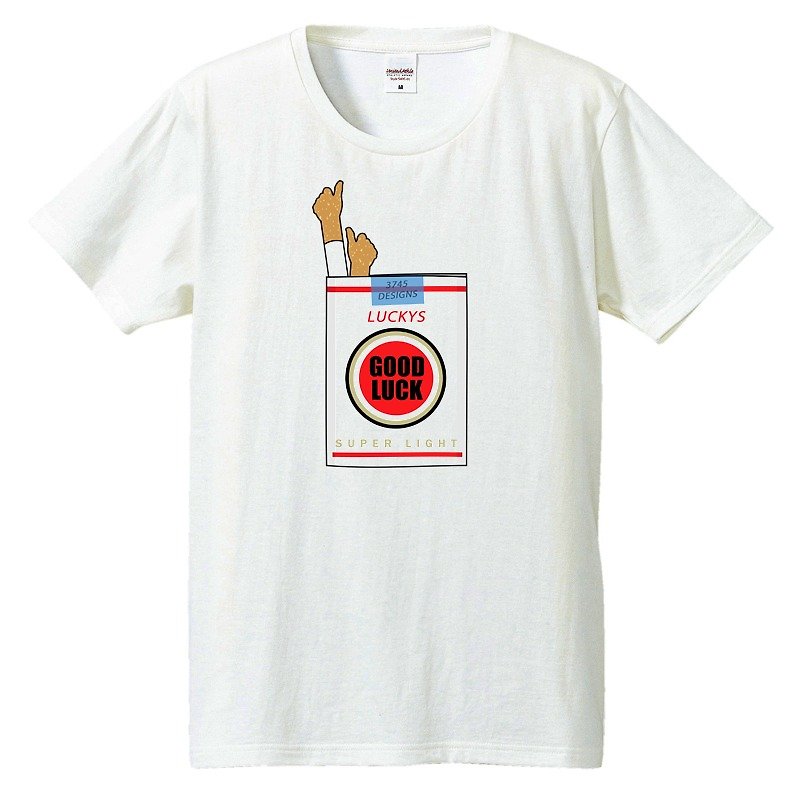 T-shirt / Good Luck (soft) - เสื้อยืดผู้ชาย - ผ้าฝ้าย/ผ้าลินิน ขาว