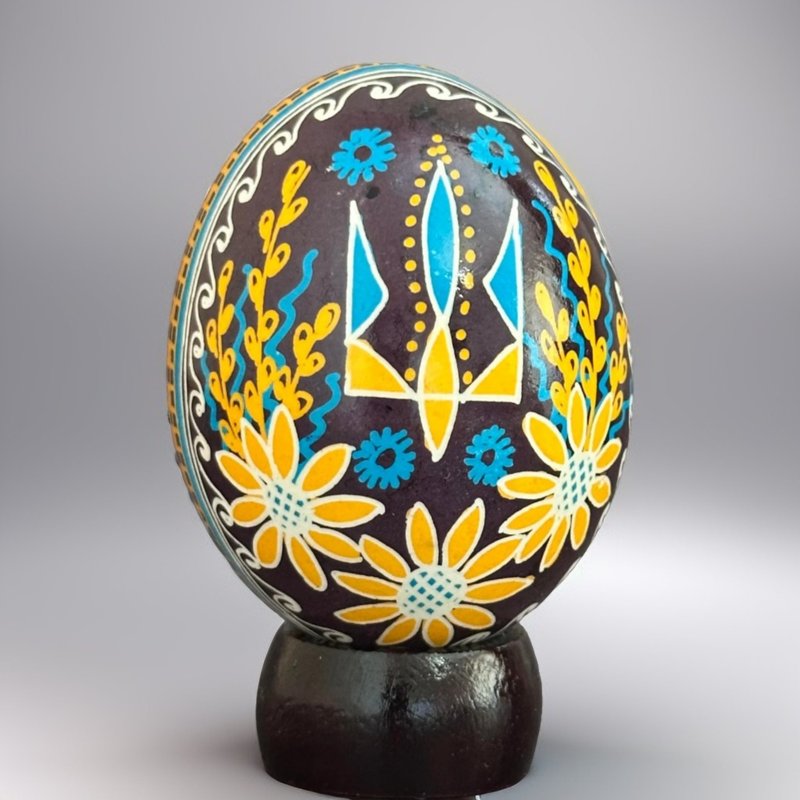 烏克蘭復活節彩蛋 純手工彩繪雞蛋殼 胡特爾式彩蛋 - 擺飾/家飾品 - 其他材質 黑色