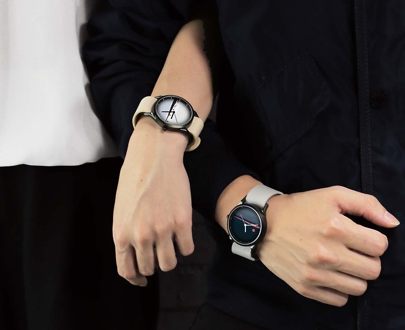 Optional two watches + two Black straps + two straps with optional color - นาฬิกาคู่ - โลหะ หลากหลายสี