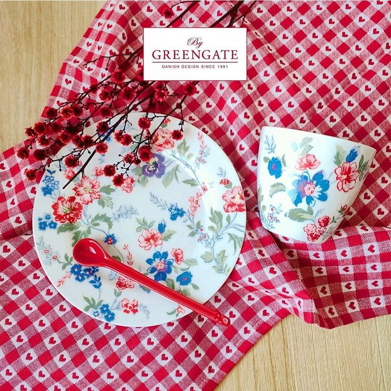 [30% off for 2 pieces] Danish GreenGate Isobel white dinner plate 20.5cm / latte cup - จานและถาด - เครื่องลายคราม ขาว