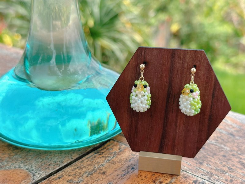 green bird earrings - ต่างหู - พลาสติก สีเขียว