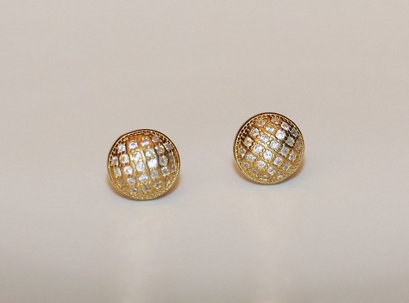 Brass Gemstone Dazzling Earrinds - ต่างหู - เครื่องเพชรพลอย สีนำ้ตาล