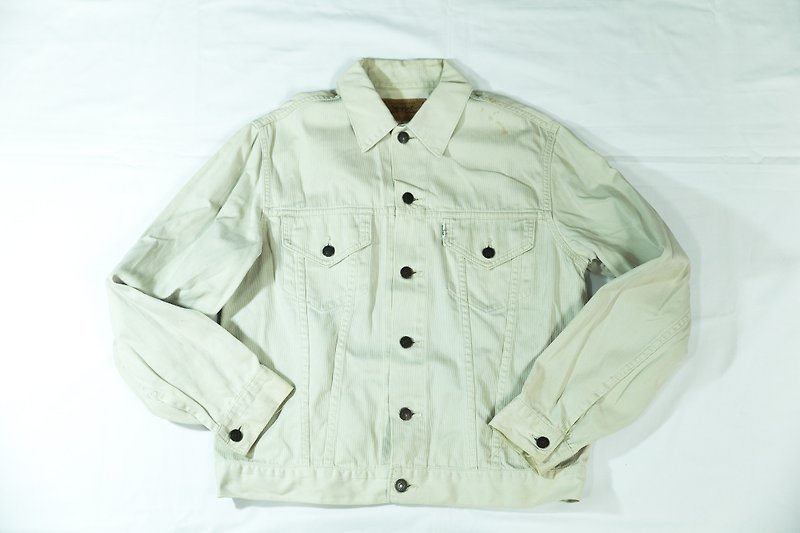 [3thclub Ming Ren Tang] corduroy Levis denim jacket old Japanese products LEVcdy-002 - เสื้อโค้ทผู้ชาย - ผ้าฝ้าย/ผ้าลินิน ขาว