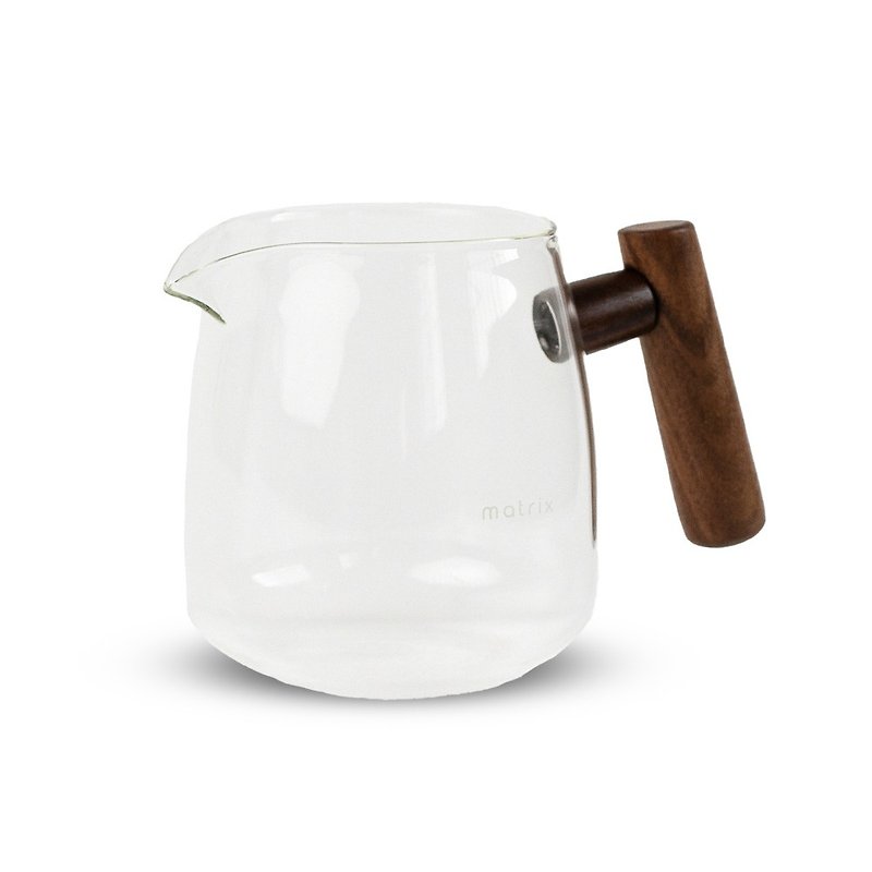matrix walnut handle curved glass sharing pot 600ml black/transparent - Coffee Pots & Accessories - Glass 