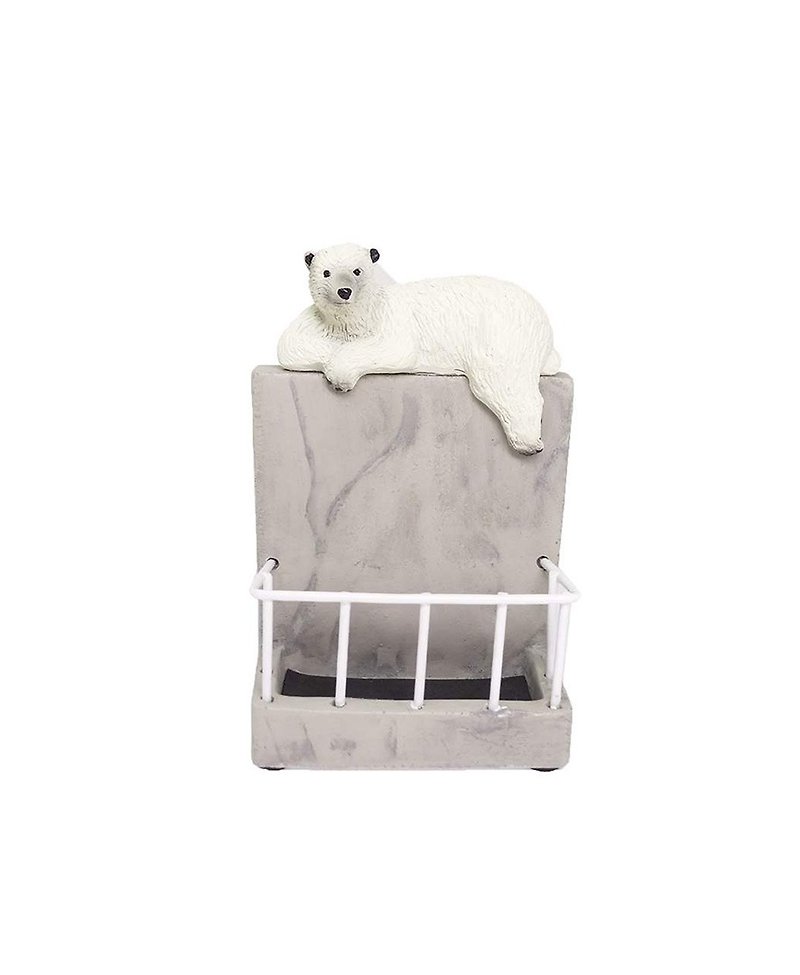 SUSS- Japan Magnets lazy animal shape Pen / Stationery Storage Rack (polar bear lazy) - Birthday gift recommendation / spot Yun Free - กล่องใส่ปากกา - วัสดุอื่นๆ ขาว