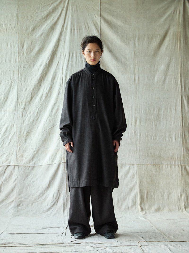 日系復古 羊毛混紡連身裙 休閒袍子 - 女大衣/外套 - 其他材質 灰色
