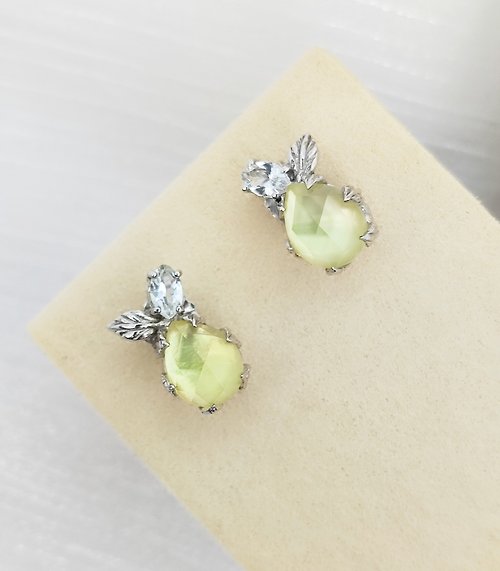 Be'shine Jewelry Official Earrings Aurora of T'Sea - Brazilian Lemon Quartz with Pearl Shell