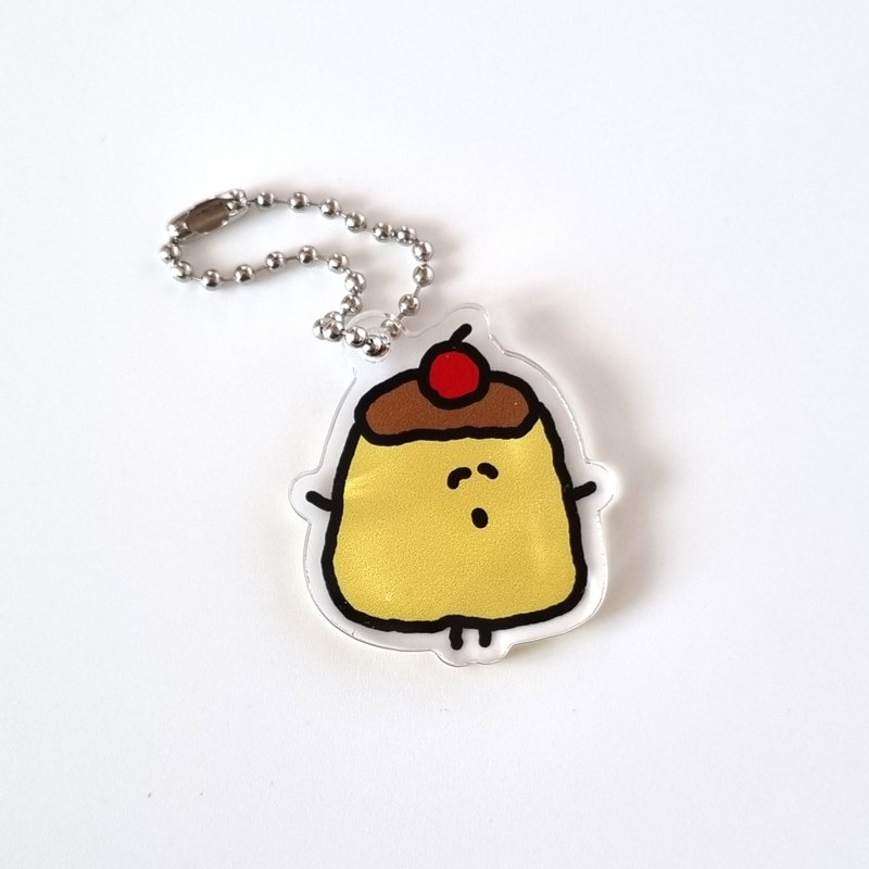 Yum-Yum Acrylic keyring - Pudding - 鑰匙圈/鑰匙包 - 壓克力 粉紅色