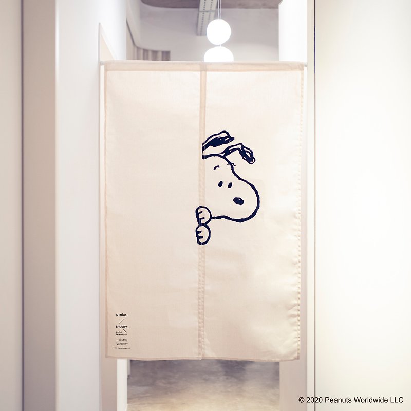 Snoopy naughty canvas curtain - ม่านและป้ายประตู - ผ้าฝ้าย/ผ้าลินิน ขาว