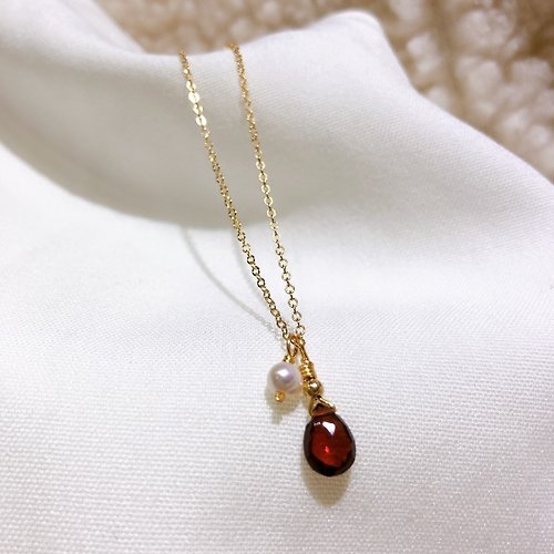 ITS jewelry ITS-N108【雙寶石・14kgf項鍊】石榴石珍珠