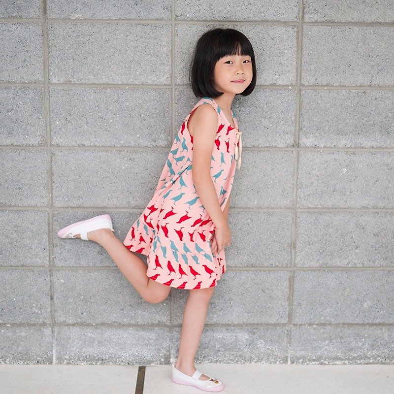Taiwan Starling Red Sleeveless Dress _Kids (Printing Music Cooperation) - Other - Cotton & Hemp Pink