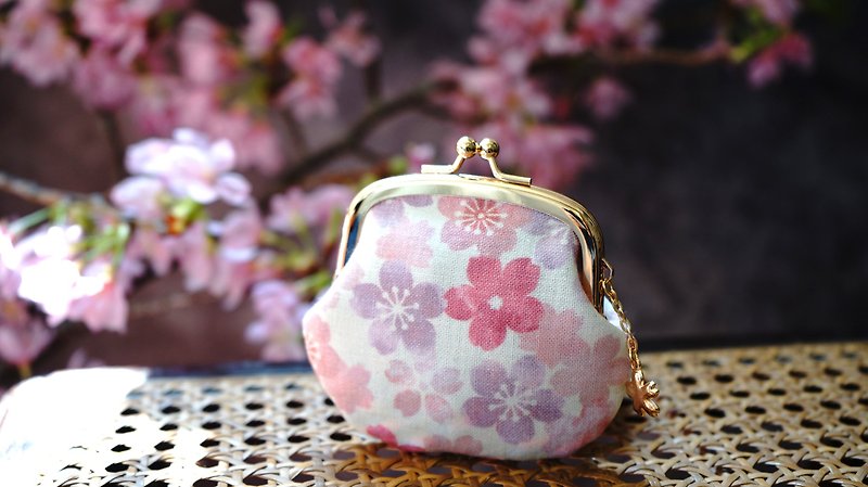 Kyoto Nai Sakura Chan Small Mouth Gold Pack (with Sakura Charm) - กระเป๋าใส่เหรียญ - ผ้าฝ้าย/ผ้าลินิน 