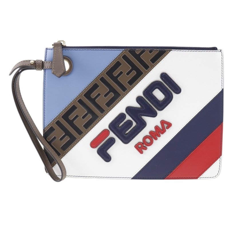 【日本直送】フェンディ FENDI フェンディマニア クラッチバッグ FILAコラボ 8BS020 レザー ユニセックス【中古】 - 手拿包 - 真皮 藍色