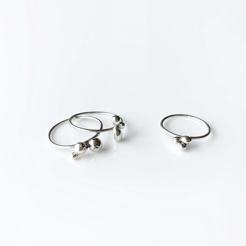 熔銀耳環&戒指 - 耳環/耳夾 - 純銀 銀色