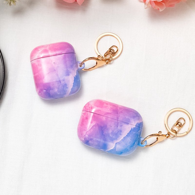 【客製化】粉紅藍雲石紋  AirPods Pro 2 / Pro / 3 保護殼 - AirPods/耳機保護套 - 塑膠 粉紅色