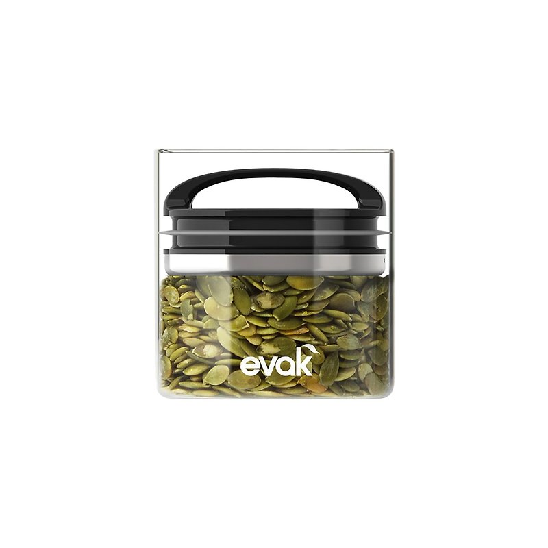 EVAK Sealed Storage Jar Compact Series/Glass/Glossy Handle (No. 1) - 468ml - Storage - Glass Transparent