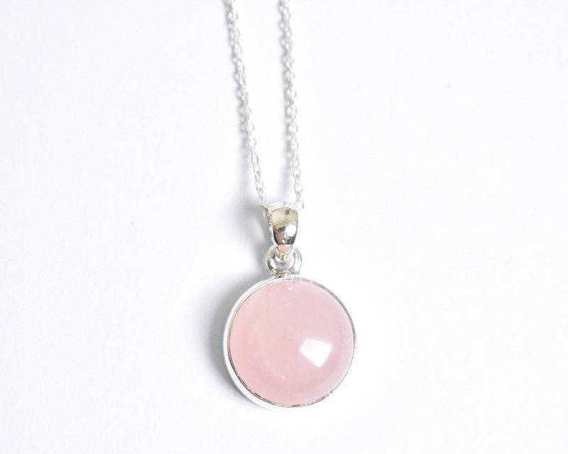 Rose Quartz Silver Necklace (Silver 925) - สร้อยคอ - เครื่องเพชรพลอย สึชมพู