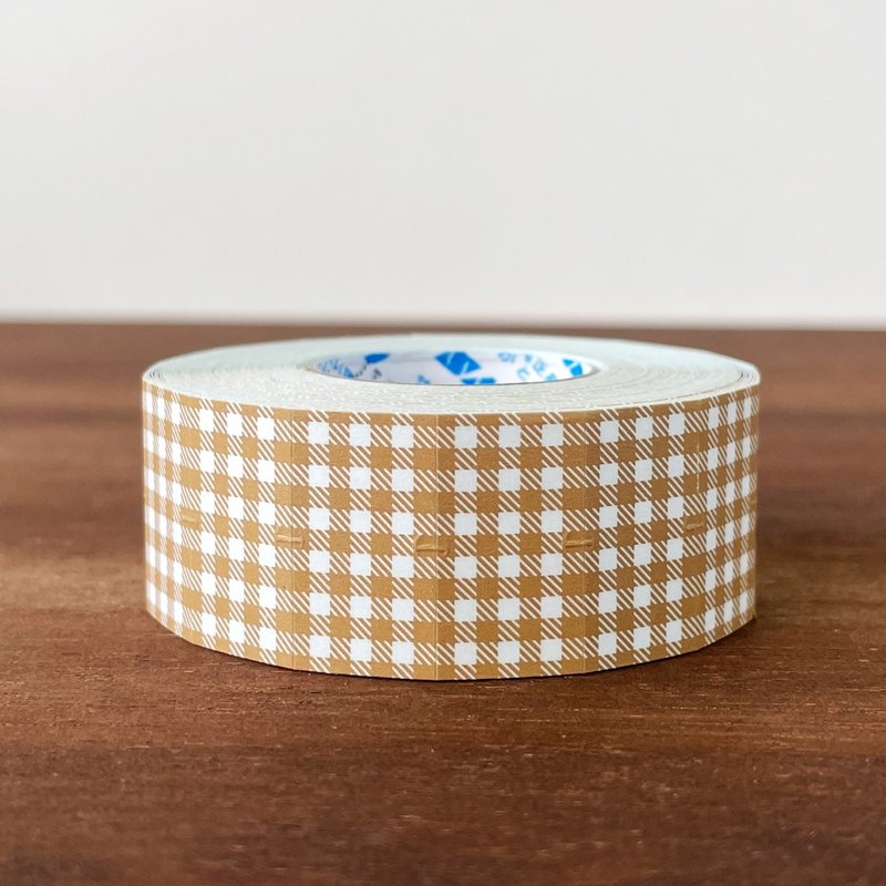 Labeller Seal Gingham Check Cafe Latte Made in Japan Label Seal Roll Seal ls-021 - สติกเกอร์ - กระดาษ ขาว