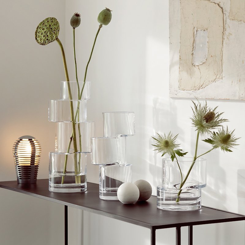 【LSA】TIER shaped vase small - transparent with candle - Pottery & Ceramics - Glass Transparent