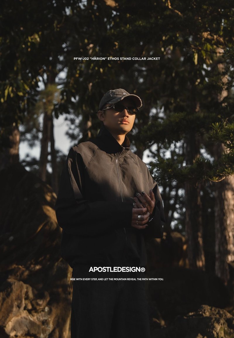 25AW PFW-J02 HARION Ethos Stand Collar Jacket - 男裝外套/大衣 - 聚酯纖維 黑色