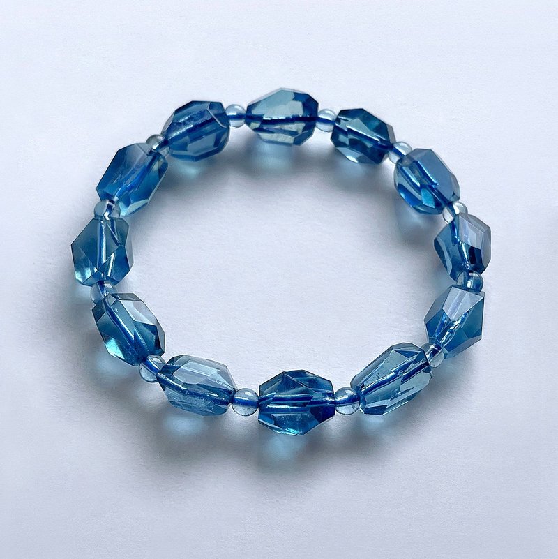 天然礦石 頂級收藏品 魔鬼海藍寶 10.5 mm 手鍊 - 手鍊/手環 - 寶石 藍色
