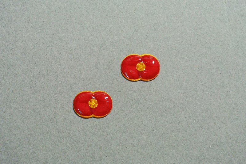 Kirin Flower Earrings (Large) - ต่างหู - กระดาษ สีแดง