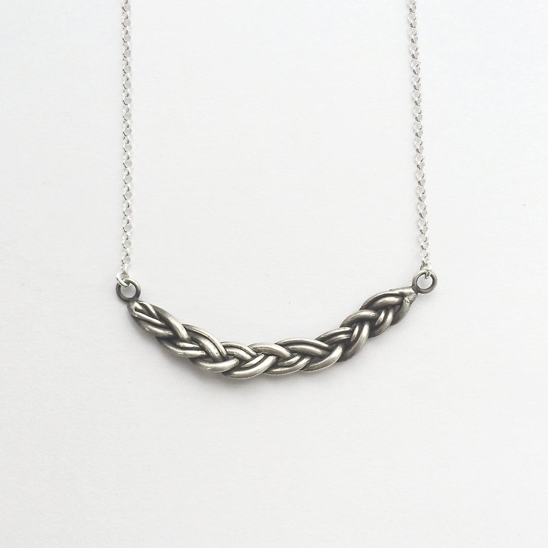 Rough Linen rope - Silver Necklace - สร้อยคอ - โลหะ สีเงิน