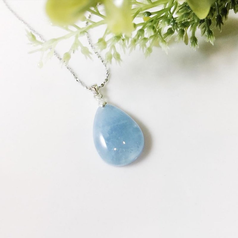 ::Welfare Society:: MH sterling silver natural stone series _ flying heart _ sea blue treasure necklace _ March birth stone - Necklaces - Crystal Blue