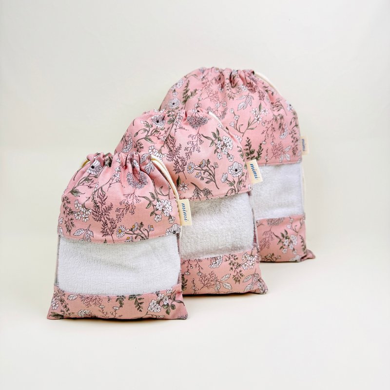 Floral 花朵 束口袋 - 束口袋/束口背包/水桶包 - 棉．麻 多色