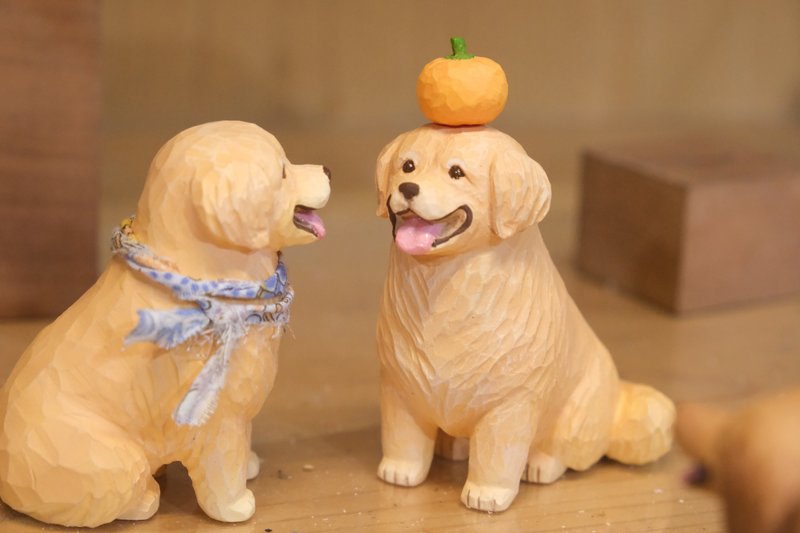 Golden Retriever 【Want to Pet Statue Series】 - Stuffed Dolls & Figurines - Resin Gold