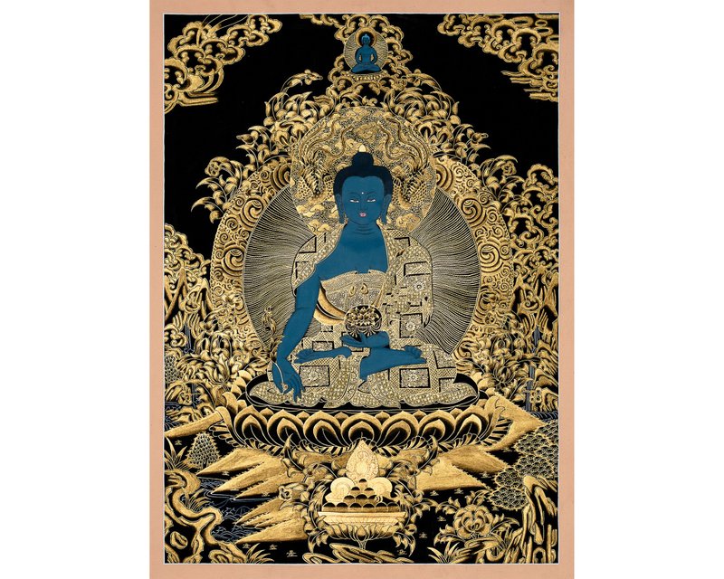 藥師佛唐卡 身心的治療者 - 壁貼/牆壁裝飾 - 其他金屬 多色