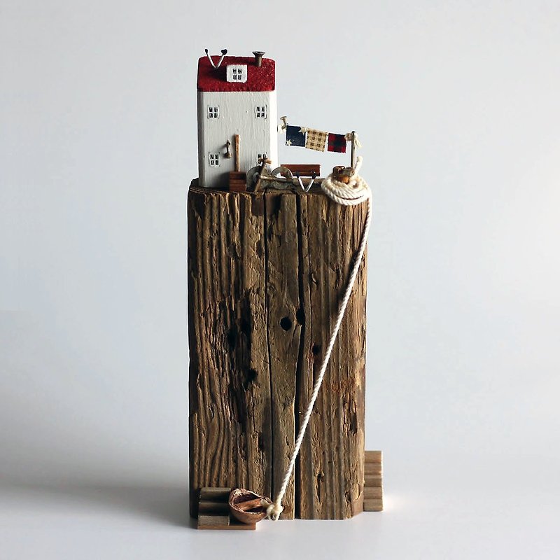 流木インテリア-潮騒とカモメ-H018 - 置物 - 木製 
