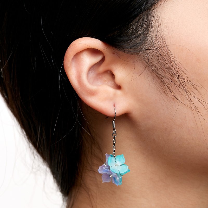 女王(沁涼) - 手工耳環 樹脂耳環  耳針 耳夾 - 耳環/耳夾 - 其他材質 藍色